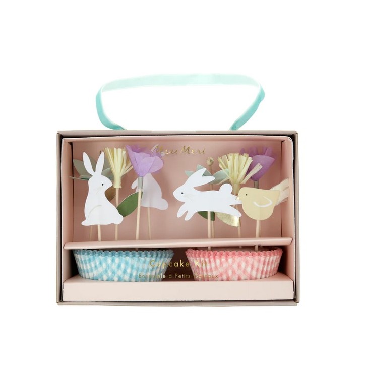 Bunny Cupcake Kit 48-teilig - Meri Meri Oster Cupcake Deko Set - Muffin Oster Set mit Topper