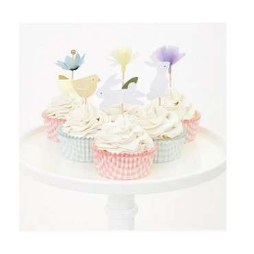 Bunny Cupcake Kit 48-teilig - Meri Meri Oster Cupcake Deko Set - Muffin Oster Set mit Topper