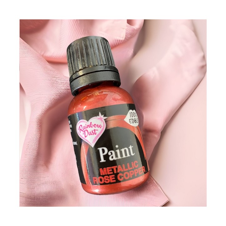 Rainbow Dust Paint Metallic Rose Copper Tio2 Free 25ml - Rose Copper Food Paint Colouring