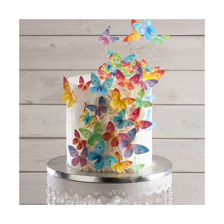 87 Butterfly Cake Decoration - 87 BUTTERFLIES WAFER CAKE DECORATION 3-6 CM