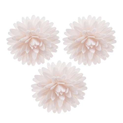 deKora 4.5cm Edible Wafer Paper Pompom Flowers White, 12 pcs