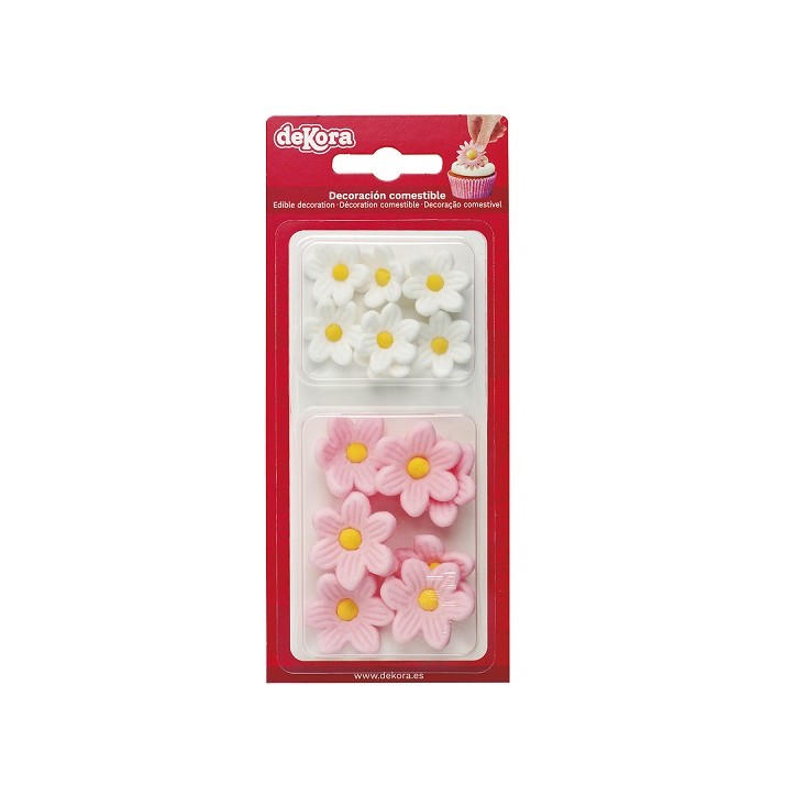 Glutenfree Sugar Flowers Pink/White Daisy Cake Decor 230060 Lactosefree white & Pink Marguerites Sugar Cake Decoration