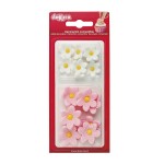 DeKora Rosa/Weiss Daisy Blumen Zuckerdekor, 14 Stück