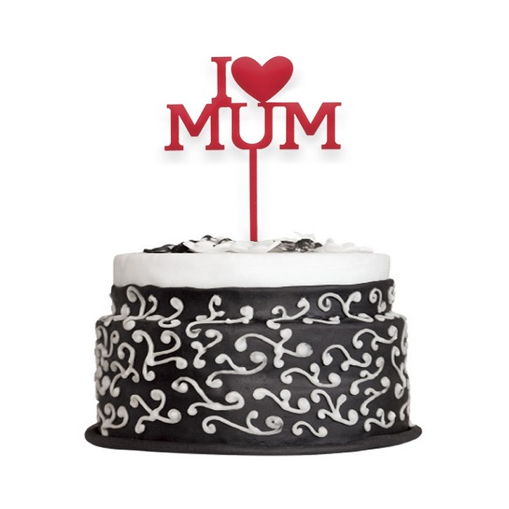 Dekora Mother's Day Cake Topper I Love Mum Cake Decoration - Mothersday Gift Idea