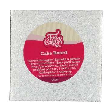 FunCakes Cake Board Square 15 x 15 cm Silver - Single Use Cake Board 15x15cm - Square Cake Plate F80670