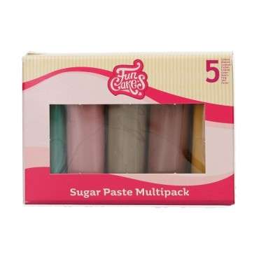 Erdfarben Multipack Rollfondant 5x100g - FunCakes Zuckerpaste Multipack Erdfarben 5x100g