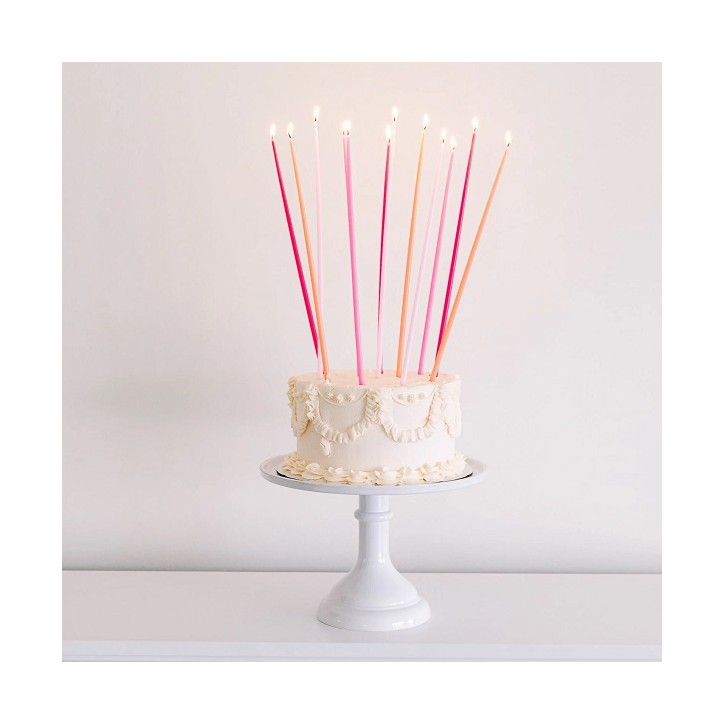 38cm Statemend Birthday Candles Pink assorted - Pink Tall Tapered Party Candles 222426