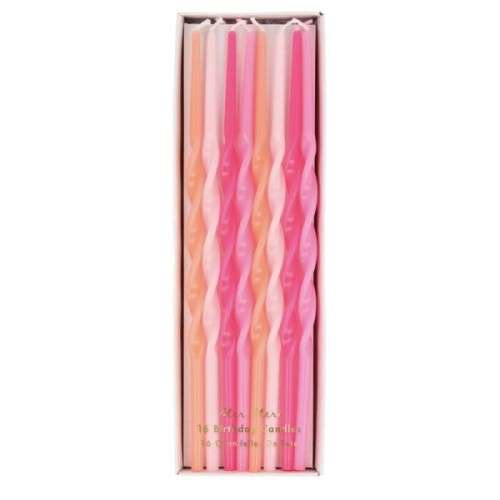 Meri Meri Twisted Candles Pink Mix, 16 Pcs