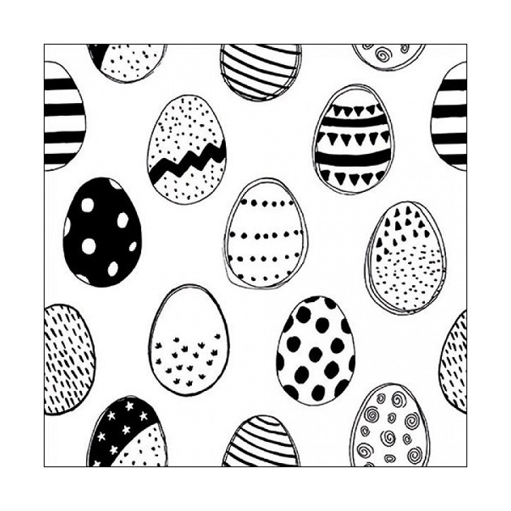 Osterservietten Ostereier Schwarz/Weiss - 23317131 Easter Eggs all over