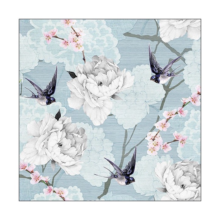 Paper Napkins Oriental Flowers Blue 13317315 - Cherry Blossom Napkins - Flower Napkins