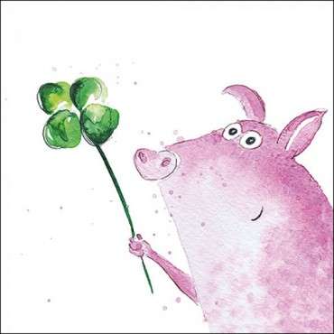 Lucky Pig Lunch Napkins FSC 13316990 - Good Luck Napkins Pig / Shamrock