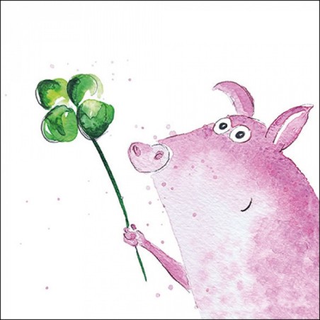 Lucky Pig Lunch Napkins FSC 13316990 - Good Luck Napkins Pig / Shamrock