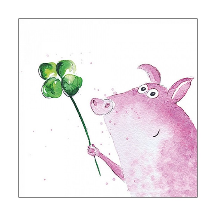 Lucky Pig Lunch Napkins FSC 13316990 - Good Luck Napkins Pig / Shamrock