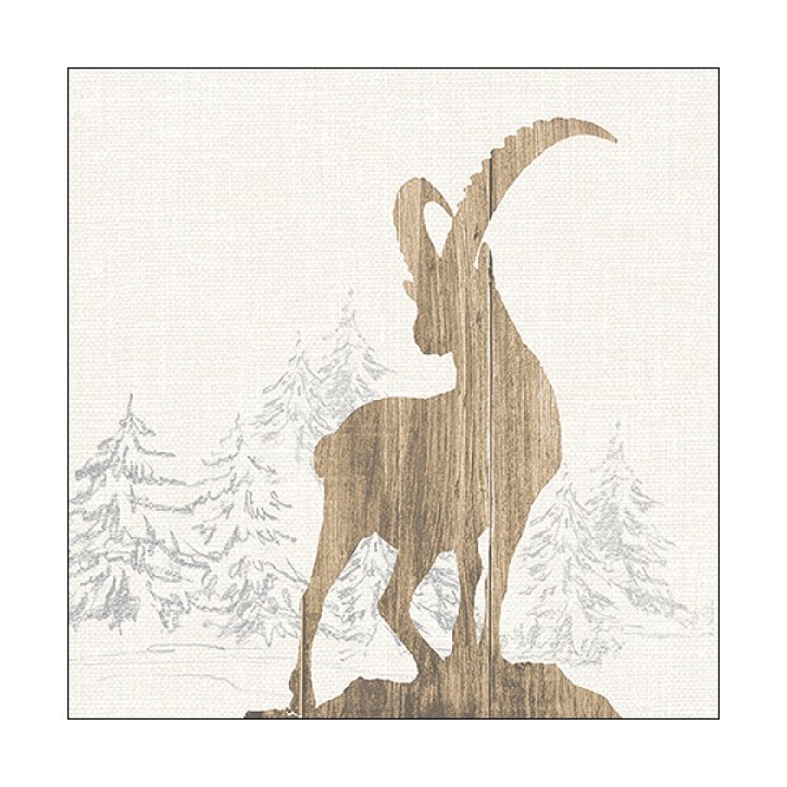 Capricorn Lunch Napkins - Ibex FSC Napkins 13316780 - Alpine Ibex Napkins - Mountain Goat Tableware