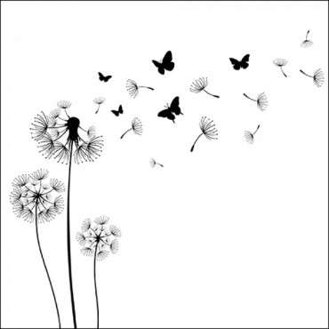 Napkin 33 Blowing Away Black FSC Mix Ambiente 13316150 - Dandelion Lunch Napkins Black/White