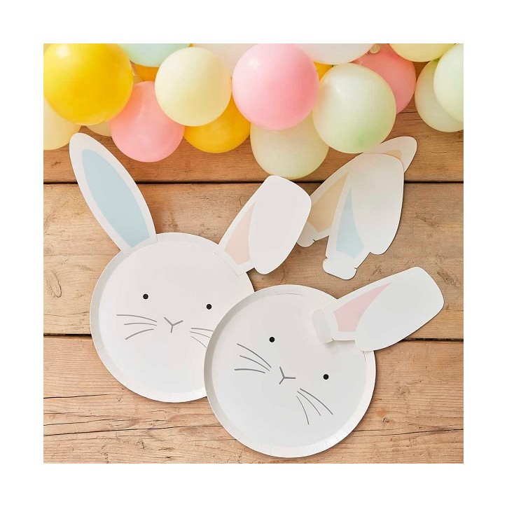 Easter Partyware - Easter Bunny Tableware - Ginger Ray bunny Paper Plates - Easter Decoration