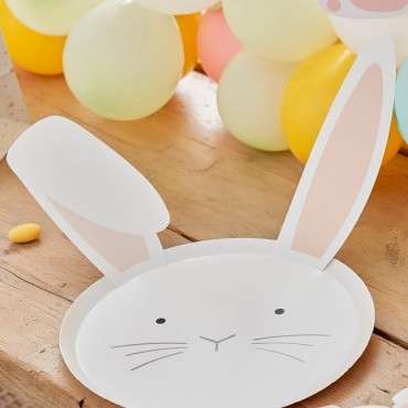 Easter Partyware - Easter Bunny Tableware - Ginger Ray bunny Paper Plates - Easter Decoration