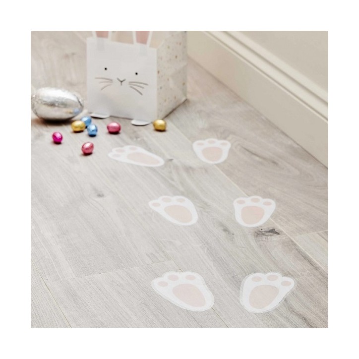 Vinyl Floor Sticker Easter Bunny Footprint - Bunny Footprint Stickers Easter Decoration