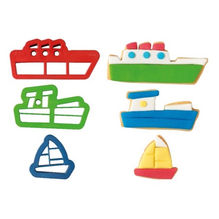 Boat Cookie Cutter - Ship Cookie Cutter Set - Container Ship Cutter - Tugboat Cookie Cutter