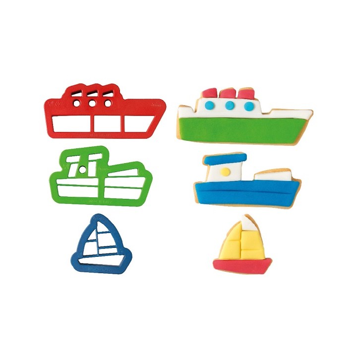 Boat Cookie Cutter - Ship Cookie Cutter Set - Container Ship Cutter - Tugboat Cookie Cutter