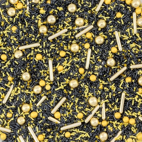 Black/Gold Sugar Sprinkles - Superstreusel Medley Black/Gold - Gold-Black Sprinkles