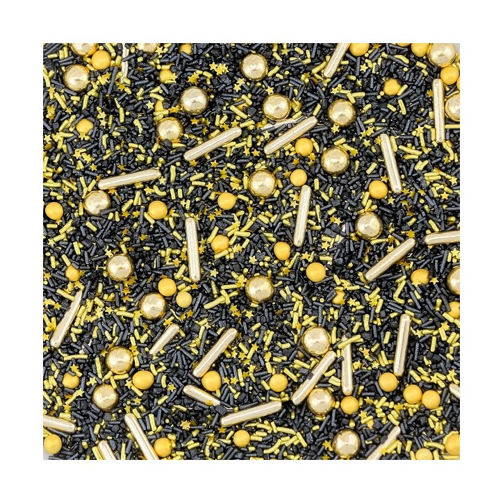 Black/Gold Sugar Sprinkles - Superstreusel Medley Black/Gold - Gold-Black Sprinkles