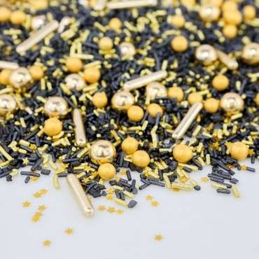 Black/Gold Sugar Sprinkles - Superstreusel Medley Black/Gold - Gold-Black Sprinkles