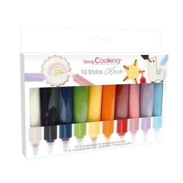 Colourful Choco Stylos - Chocolate Pens Rainbow Colours - 10 Chocolate Tubes