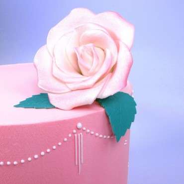 Grosse Zuckerrose Kuchendekor - Weisse Gumpaste Rose - Zuckerblumen Rose Tortendekor