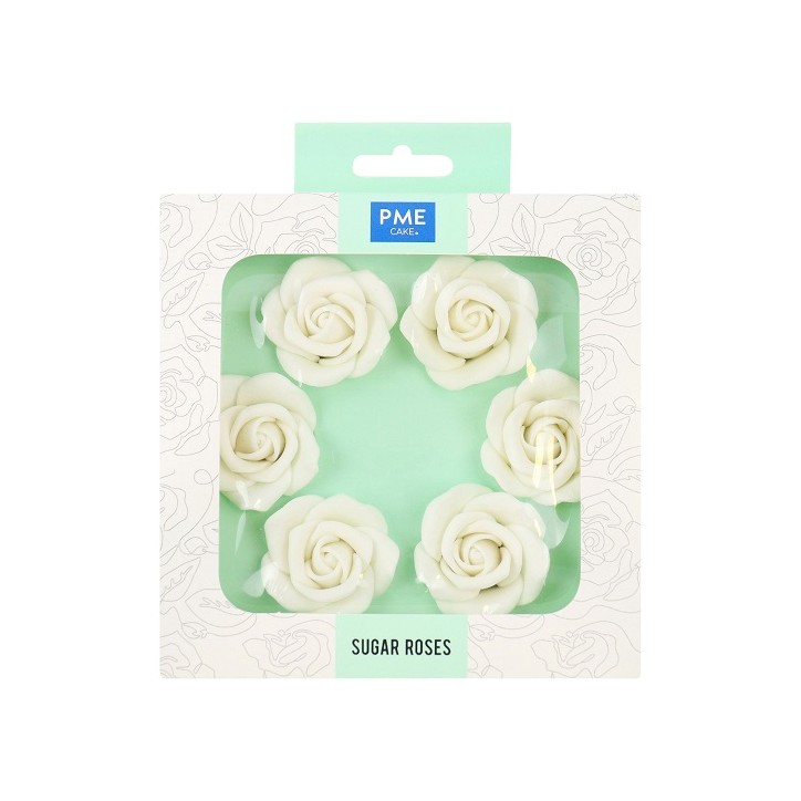 Halal Sugar Roses - Shop Pre-made Sugar Roses Cake Decor - Wedding Cake Roses White