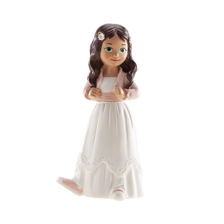 Girl Cake Figure Confirmation / Communion Cake Topper Girl in White Dress