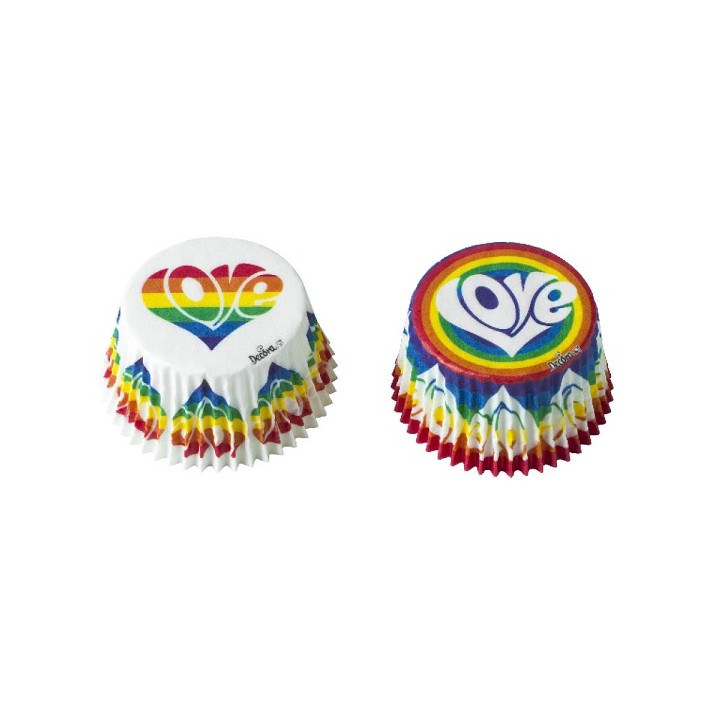 LGBT+ Cupcakeförmchen - Muffin Backförmchen Love is Love - Cupcake Papierförmchen Rainbow Love