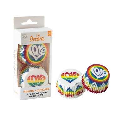 LGBT+ Cupcakeförmchen - Muffin Backförmchen Love is Love - Cupcake Papierförmchen Rainbow Love