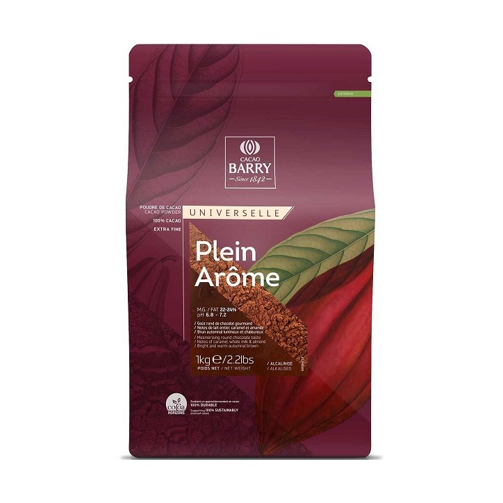 Cacao Barry Plein Arôme Cocoa Powder (100%) 1kg - Cacaopowder Brown