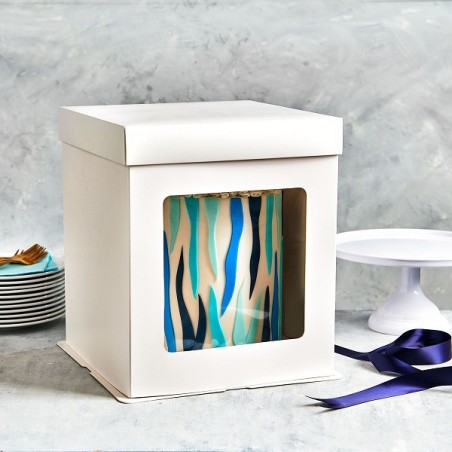 Extra Tall Cake Box with Window - Elegant Cake Box 26x26x29.4cm - FunCakes Tall Cake Box 26 x 26 x 29,4 cm - White