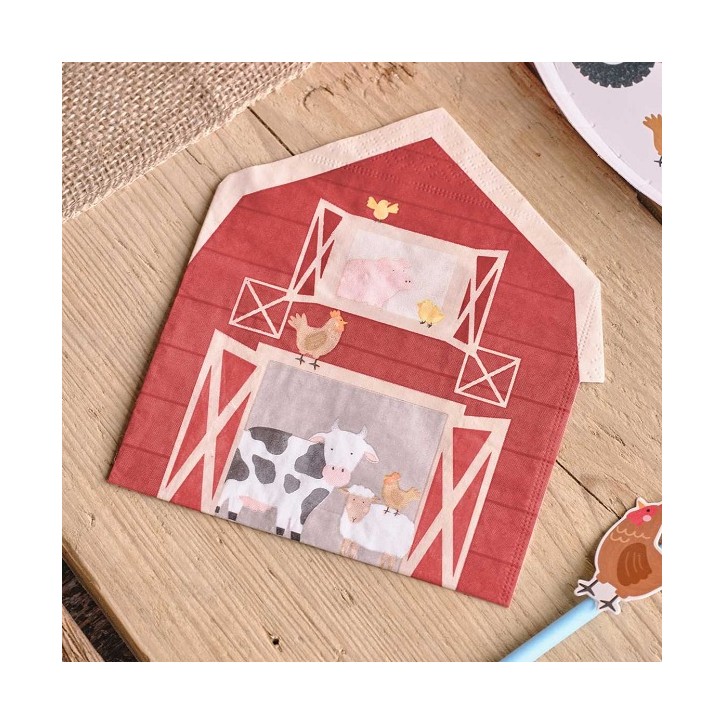 Ginger Ray Barn shaped Napkins Farm Friends Napkins Farmstead Partyware