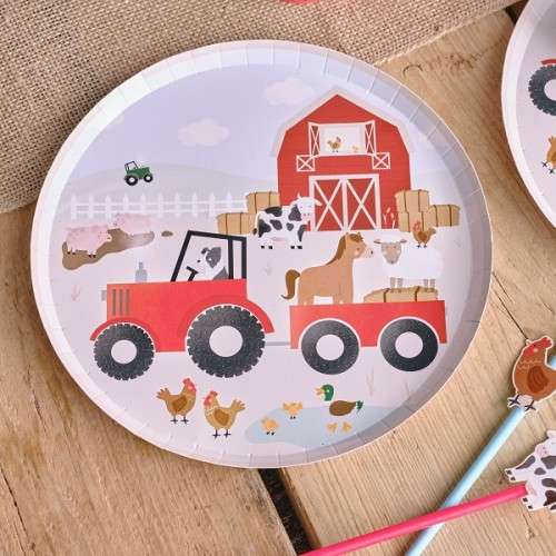 Ginger Ray Farmyard Plates, 8 pcs