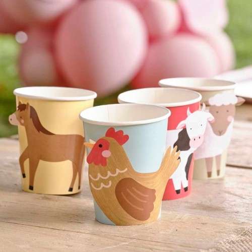 Ginger Ray Farmyard Cups, 8 pcs