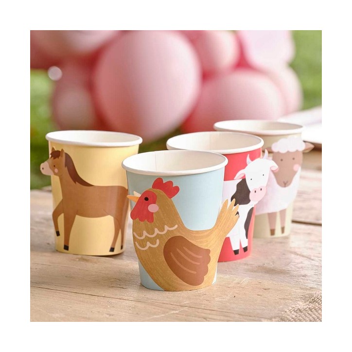 Farm Animals Paper Cups - Farm Animals Paper Party Cups