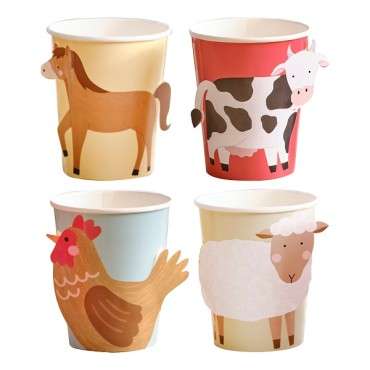 Farm Animals Paper Cups - Farm Animals Paper Party Cups