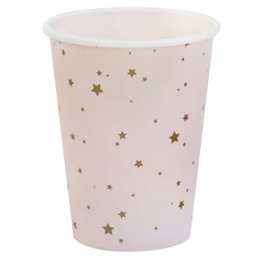 Princess Party Cup - Pink Paper Cups with Golden Stars - Ginger Ray Princess Castle Cups