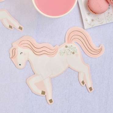 Princess Horse Paper Party Napkins - Horse Shaped Napkins - Horse Party Tableware