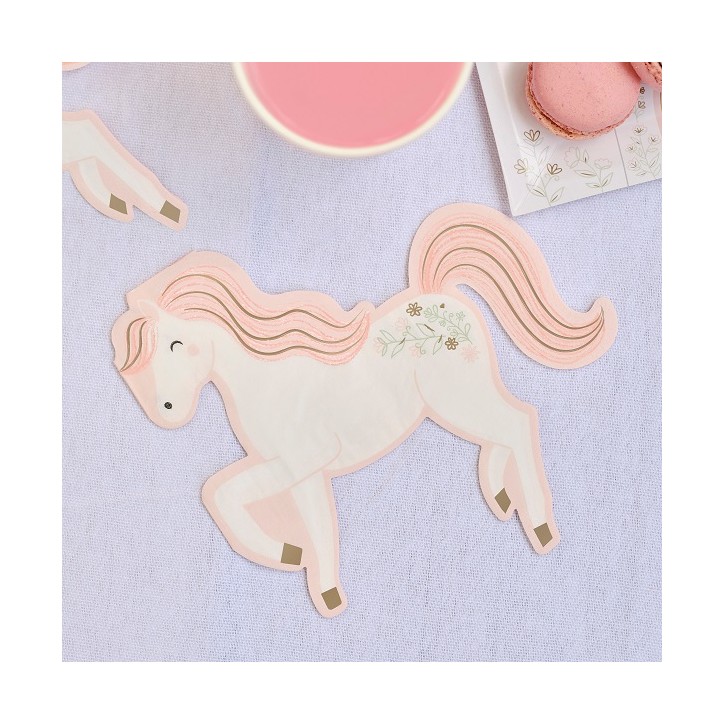 Princess Horse Paper Party Napkins - Horse Shaped Napkins - Horse Party Tableware