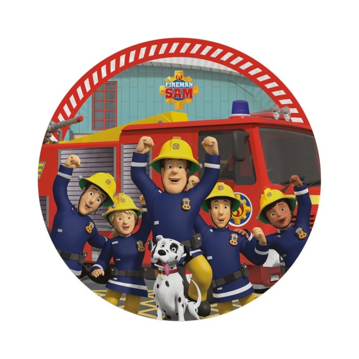 Feuerwehr Partyteller - Feuerwehrmann Sam Pappteller - Partydeko Fireman Sam