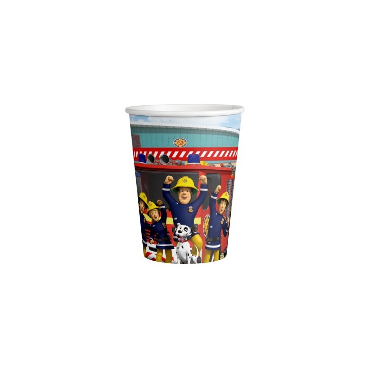 Fireman Sam Party Cups - 8 Cups Fireman Sam 250ml - 9912959 Amscan Firefighter partyware