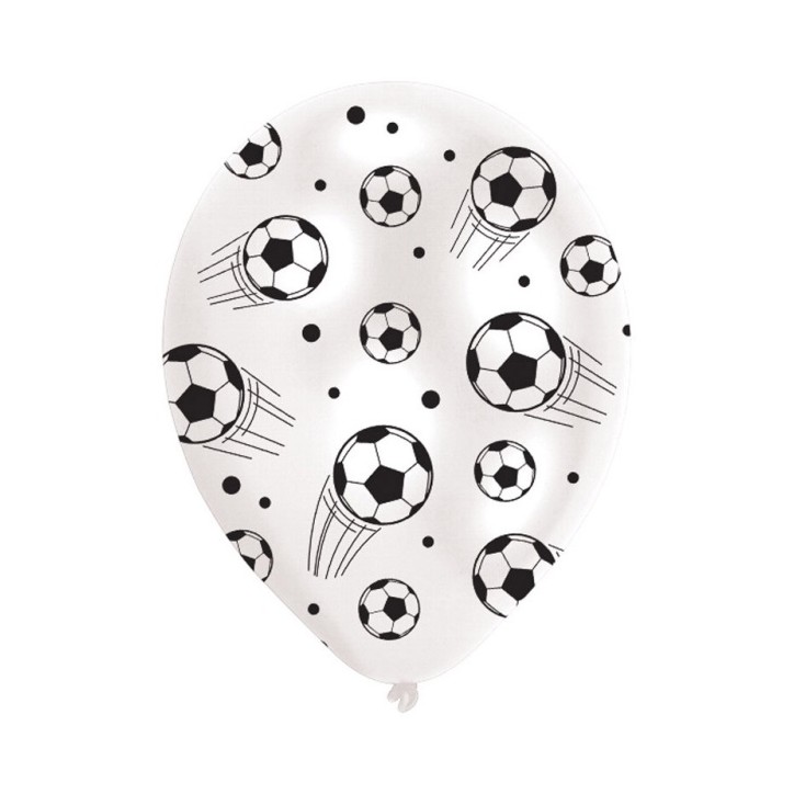 6 Latex Balloons All Round Printed Football 27.5 cm / 11"