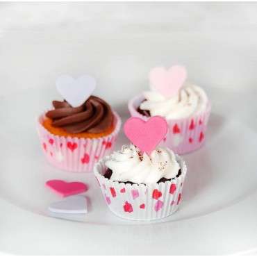 Romantic Cupcake Liners J145 Heart Cupcake Cases - Muffin Liners Heart Print