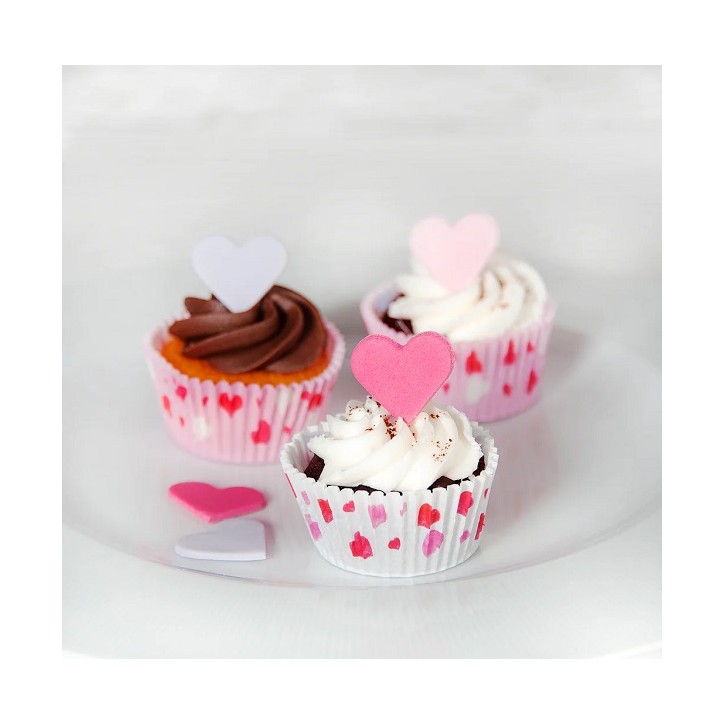 Romantic Cupcake Liners J145 Heart Cupcake Cases - Muffin Liners Heart Print