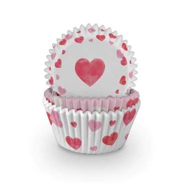 Romantic Cupcake Liners J145 Heart Cupcake Cases - Muffin Liners Heart Print