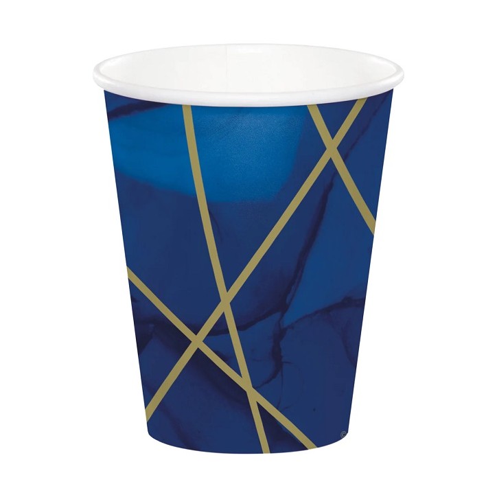 Anniversary House Navy and Gold Geode Paper Cups, 8 pcs